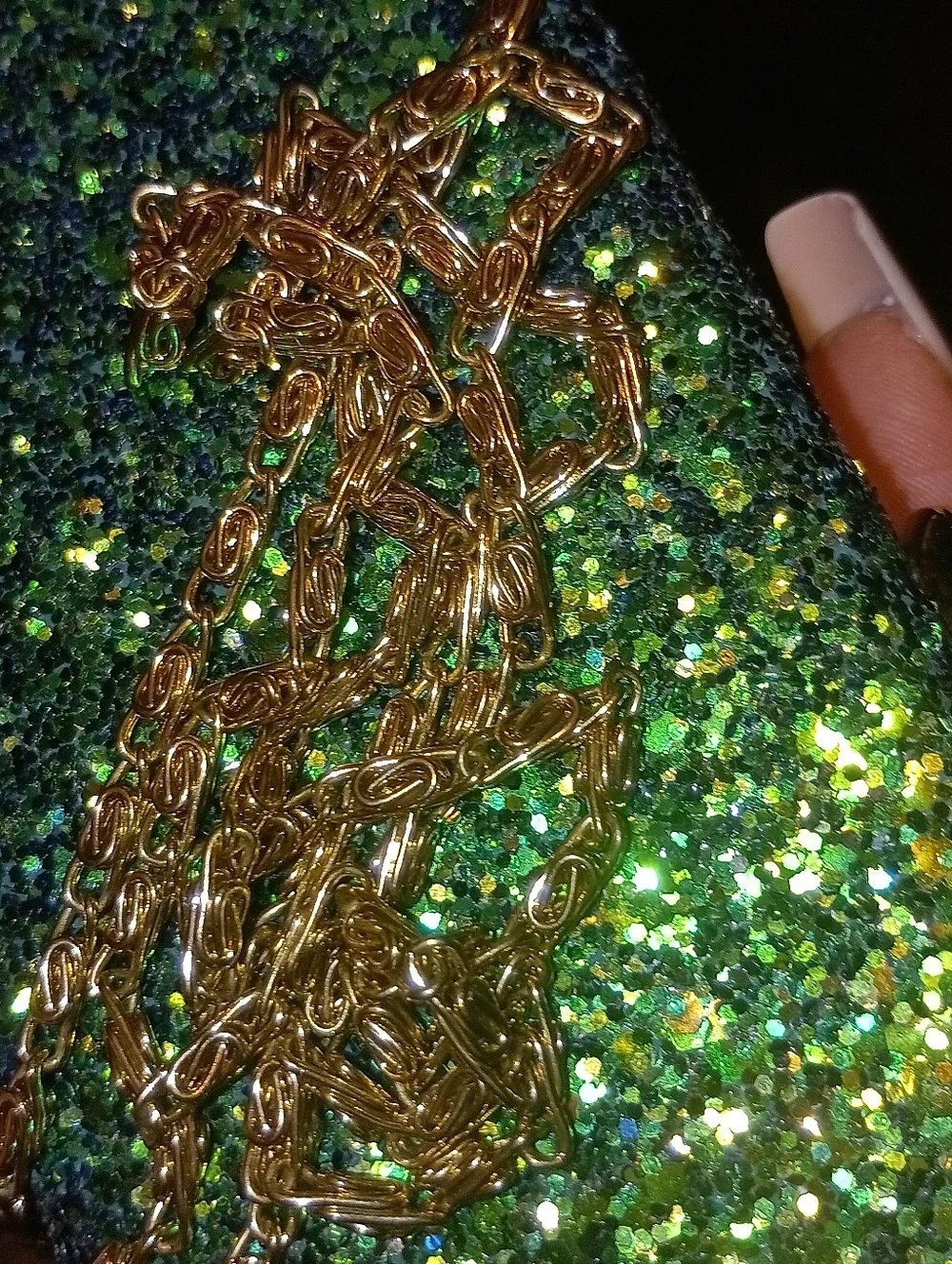 NWT Deux Lux Emerald Green Glitter Box Clutch Minaudière